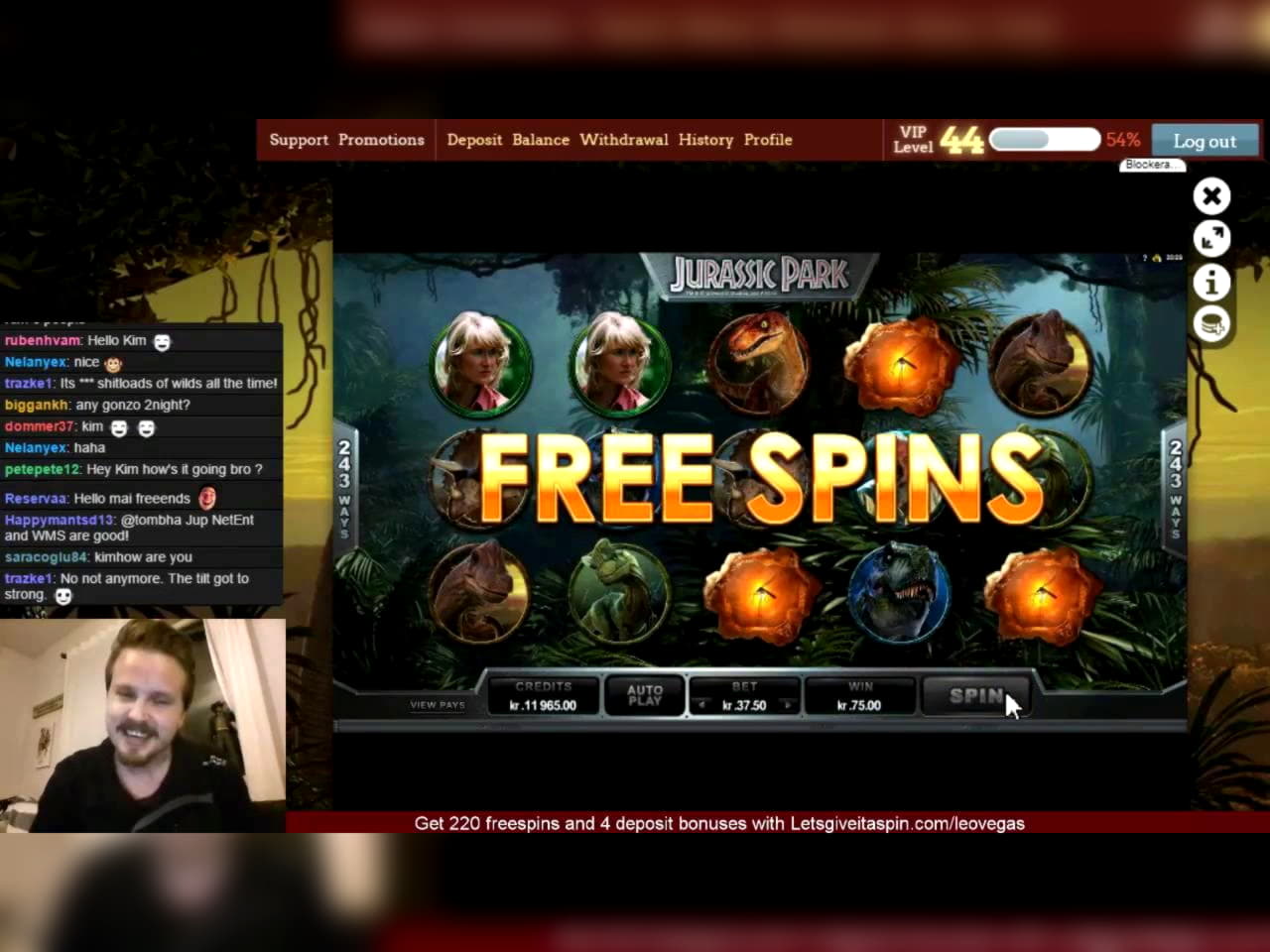190 Free Spins Casino at Casino com